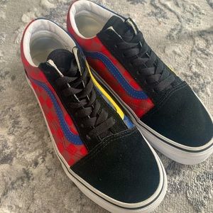 Vans Old Skool Red/Blue Checkerboard Skate Shoes